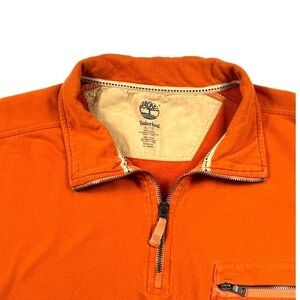 Timberland‎ Mens Orange Long Sleeve 1/4 Zip Pullover Pocket Shirt XL